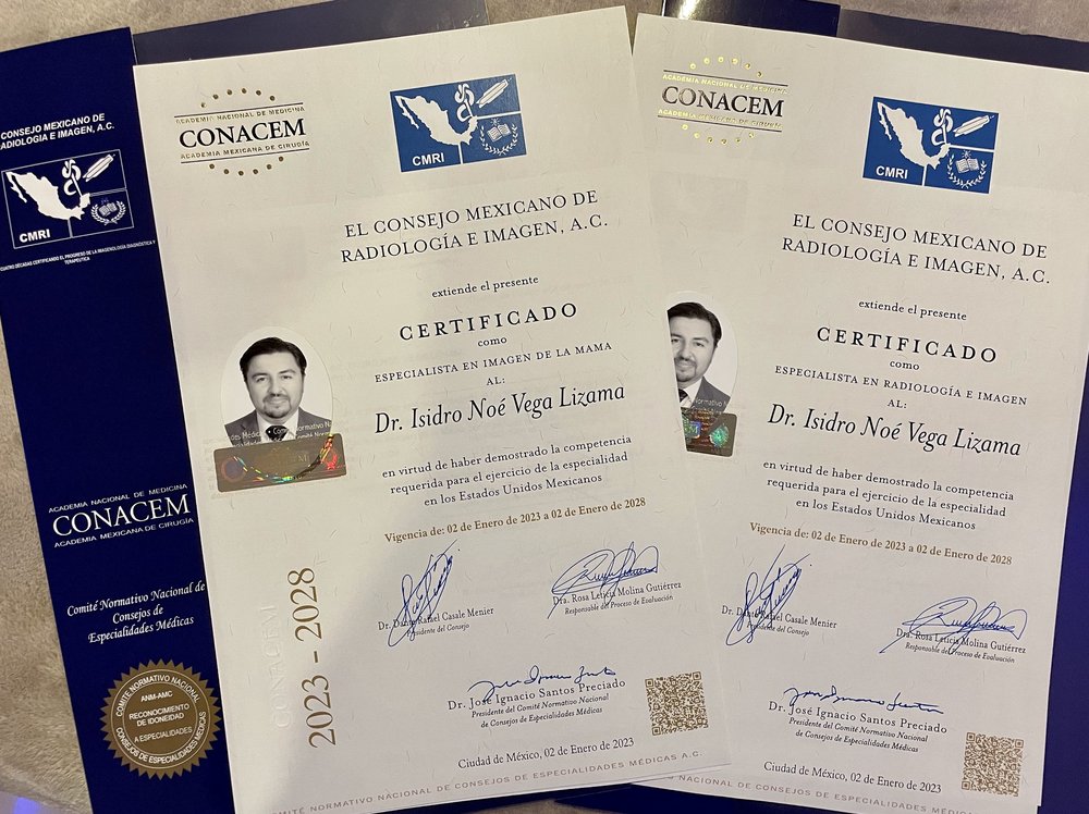 Certificados CONACEM del Dr. Isidro Vega